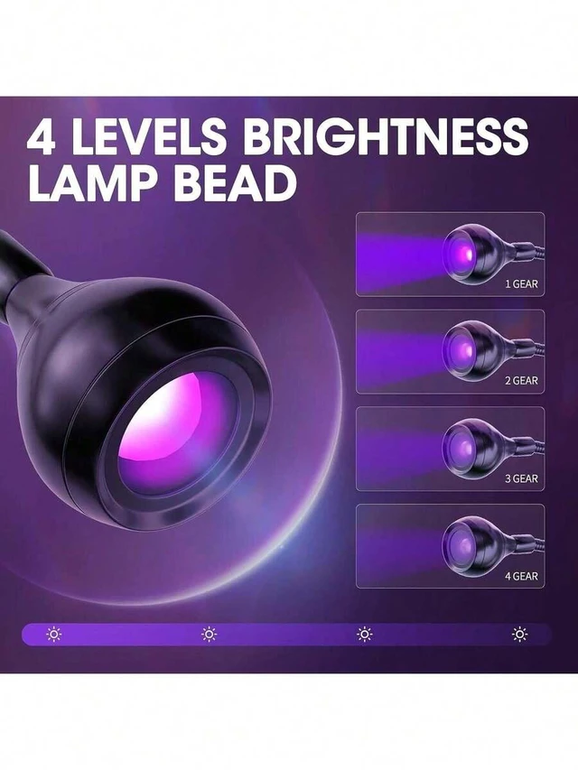 Alt view image 3 of 7 - Bks 5W UV Nail Lamp with Phone Stand 395nm LED Curing Light 4 Gears 360° Gooseneck USB Powered for Gel Polish