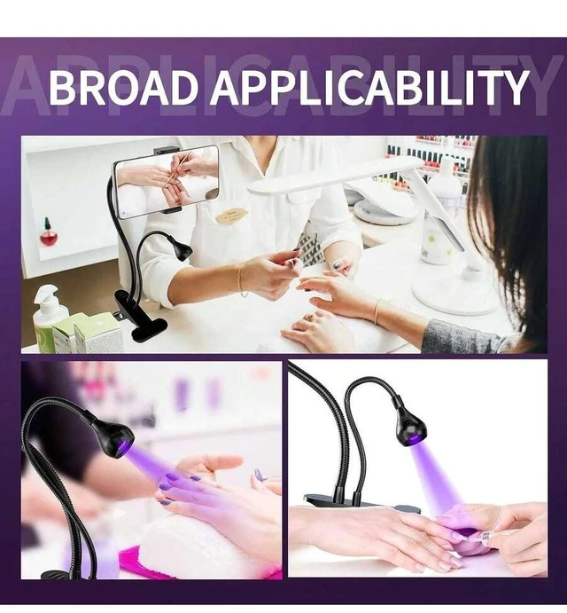 Alt view image 7 of 7 - Bks 5W UV Nail Lamp with Phone Stand 395nm LED Curing Light 4 Gears 360° Gooseneck USB Powered for Gel Polish