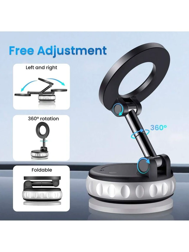 Alt view image 3 of 7 - Bks 360 Rotating Magnetic Phone Holder Foldable Retractable ABS Car Shower Travel Gym Mirror Stand