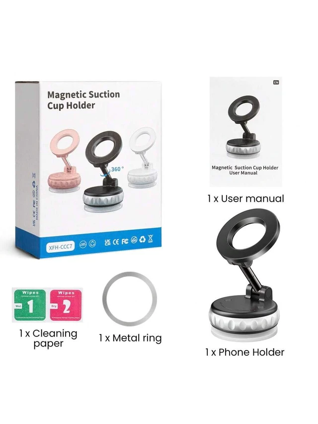 Alt view image 7 of 7 - Bks 360 Rotating Magnetic Phone Holder Foldable Retractable ABS Car Shower Travel Gym Mirror Stand