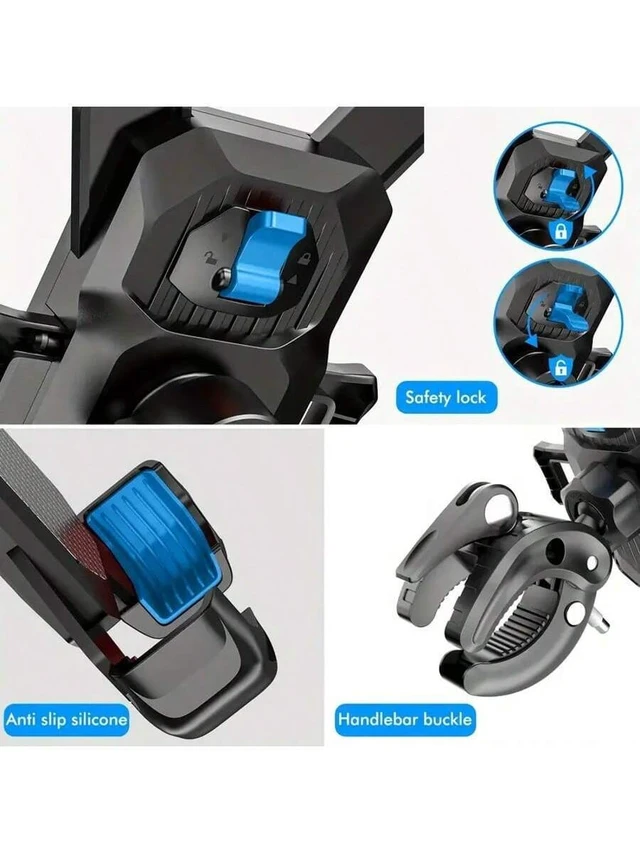 Alt view image 7 of 7 - Bks 360 Rotating Motorcycle Phone Mount, 1s Auto Lock 100mph Anti-Shake, Fits 4-7 Inch Phones, Shockproof GPS Holder for Outdoor Adventure