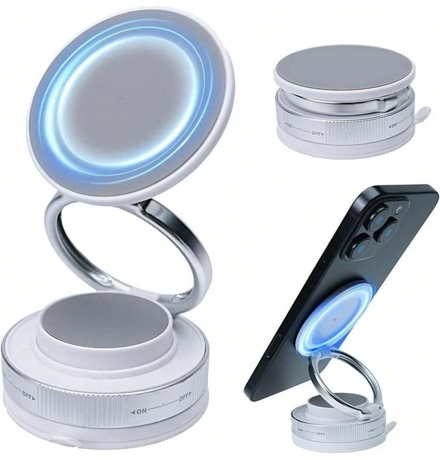 Main image of Bks 360 Degree Nano Gel Magnetic Car Phone Holder Ultra Strong Suction Foldable Retractable Mount for iPhone 17 16 15 14 13 12 Pro Max