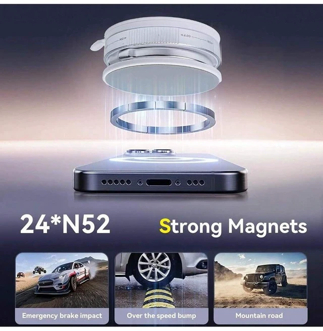 Alt view image 5 of 6 - Bks 360 Degree Nano Gel Magnetic Car Phone Holder Ultra Strong Suction Foldable Retractable Mount for iPhone 17 16 15 14 13 12 Pro Max