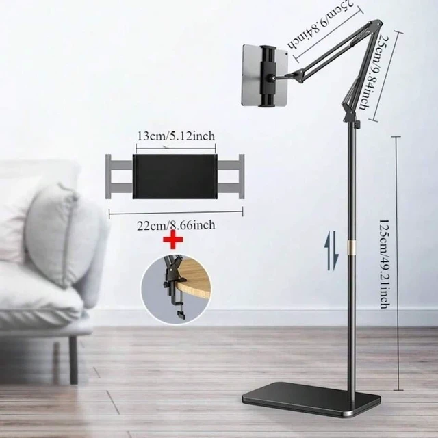 Main image of Bks Large Adjustable Floor Phone Stand Tablet Holder 360 Rotation Bed Mount for iPhone iPad Kindle E-Reader Spring Gift