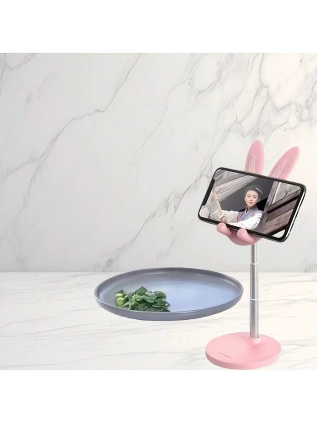 Alt view image 4 of 6 - Bks 2 Pack Cute Rabbit Phone Stand Adjustable Desktop Holder for iPhone Android Pink White
