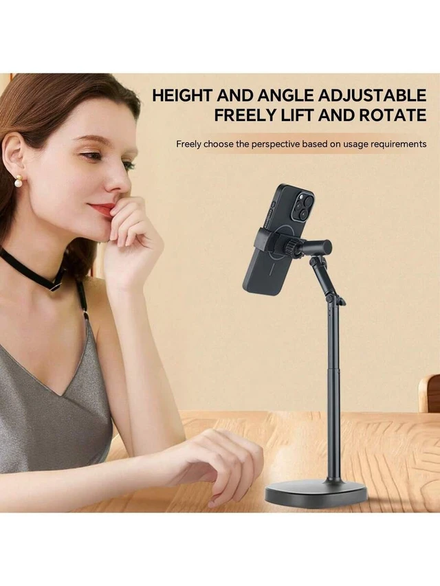 Alt view image 3 of 7 - Bks Universal Mobile Phone Holder, 360 Rotating Flexible Arm, Heavy-Duty ABS Base, Desktop Stand for Live Streaming Video Recording Compatible with iPhone Android