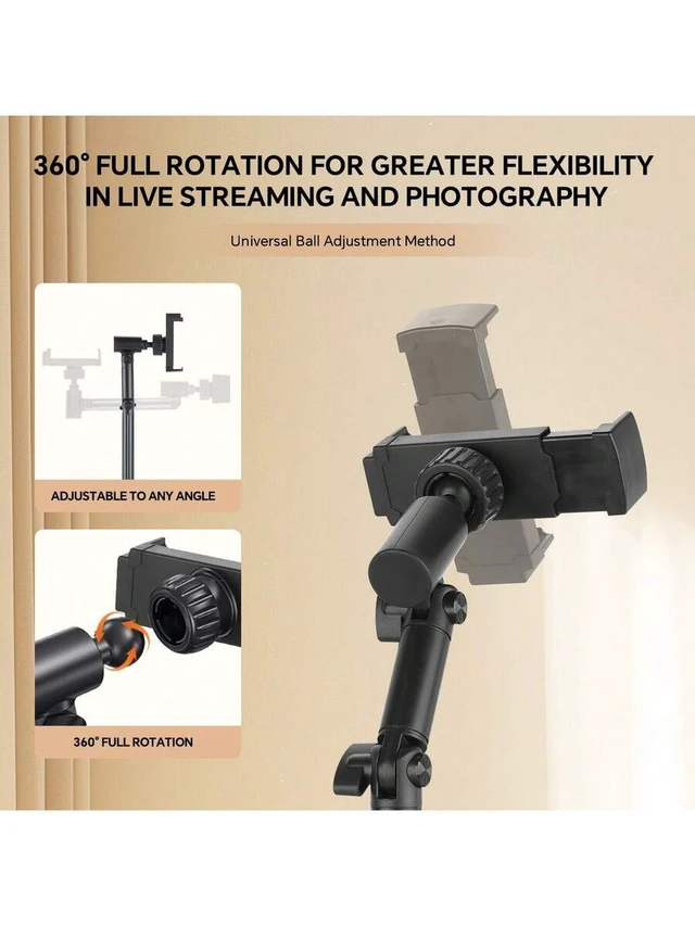 Alt view image 4 of 7 - Bks Universal Mobile Phone Holder, 360 Rotating Flexible Arm, Heavy-Duty ABS Base, Desktop Stand for Live Streaming Video Recording Compatible with iPhone Android