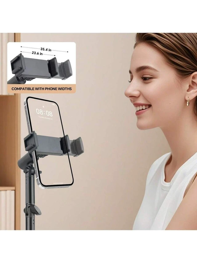 Alt view image 6 of 7 - Bks Universal Mobile Phone Holder, 360 Rotating Flexible Arm, Heavy-Duty ABS Base, Desktop Stand for Live Streaming Video Recording Compatible with iPhone Android