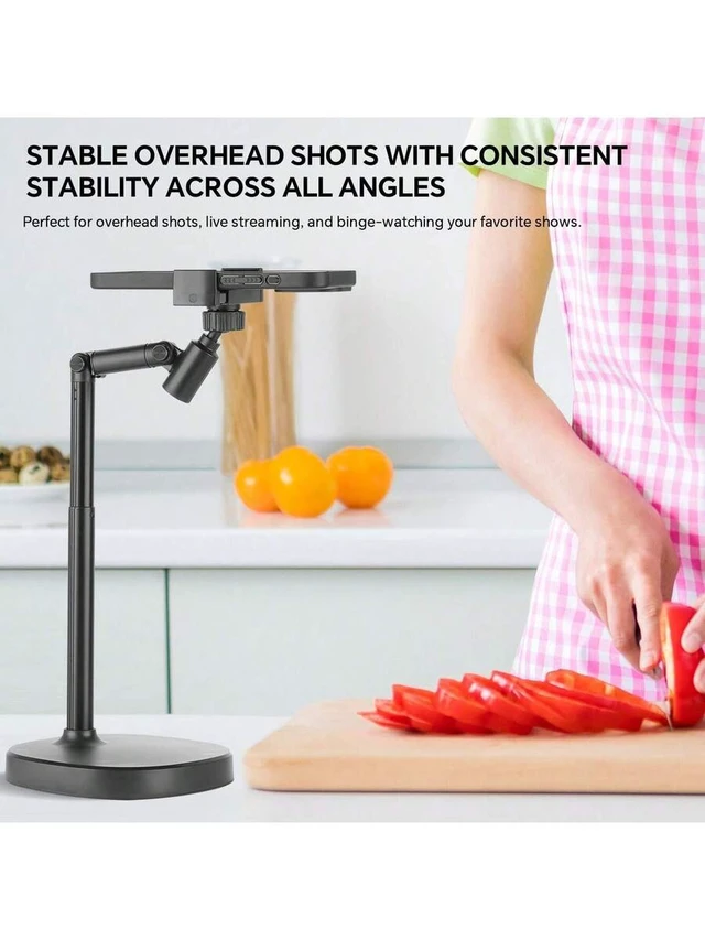 Alt view image 7 of 7 - Bks Universal Mobile Phone Holder, 360 Rotating Flexible Arm, Heavy-Duty ABS Base, Desktop Stand for Live Streaming Video Recording Compatible with iPhone Android