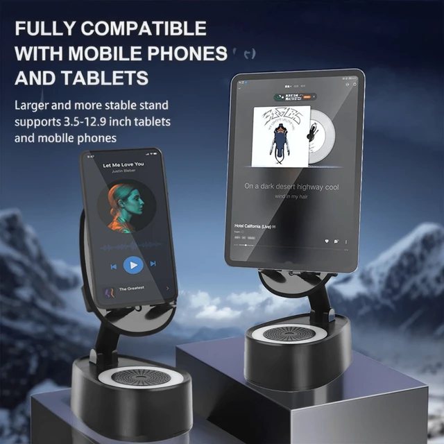 Alt view image 4 of 6 - Bks Wireless Induction Bluetooth Speaker Phone Holder 5-in-1 USB Rechargeable Portable Stand with Colorful Ambient Light Compatible iPhone Android