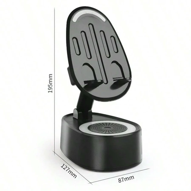 Alt view image 6 of 6 - Bks Wireless Induction Bluetooth Speaker Phone Holder 5-in-1 USB Rechargeable Portable Stand with Colorful Ambient Light Compatible iPhone Android