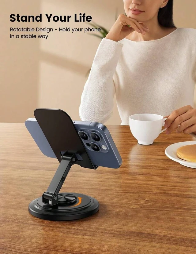 Alt view image 3 of 7 - Bks Adjustable Rotating Phone Stand Cell Phone Holder for Desk 360 Rotation Sturdy Desktop Mount Compatible iPhone Galaxy