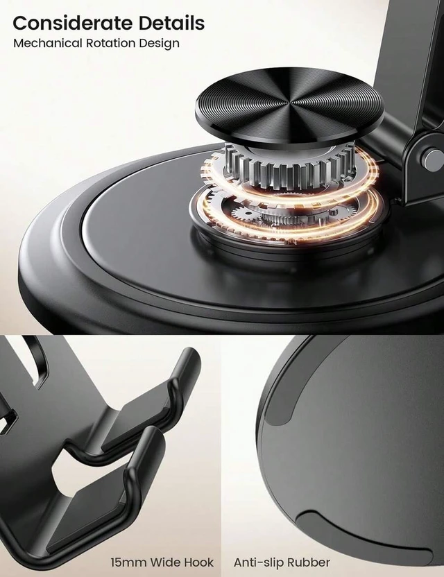 Alt view image 5 of 7 - Bks Adjustable Rotating Phone Stand Cell Phone Holder for Desk 360 Rotation Sturdy Desktop Mount Compatible iPhone Galaxy