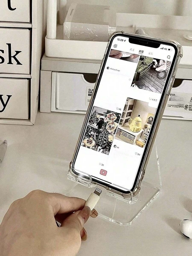 Alt view image 4 of 7 - Bks Desktop Phone Stand Clear PP Non-Slip Holder for iPhone Android Charging Station Strong Load Bearing Gift