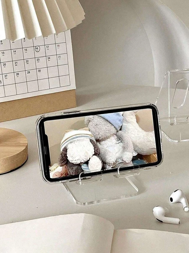 Alt view image 2 of 7 - Bks Desktop Phone Stand Clear PP Non-Slip Holder for iPhone Android Charging Station Strong Load Bearing Gift