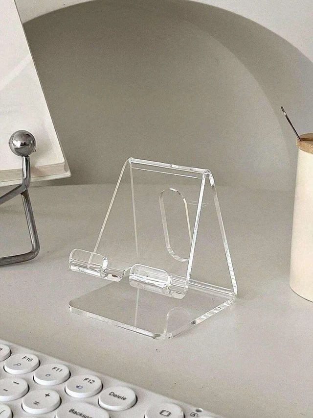 Alt view image 5 of 7 - Bks Desktop Phone Stand Clear PP Non-Slip Holder for iPhone Android Charging Station Strong Load Bearing Gift