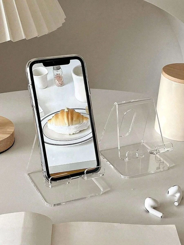 Alt view image 3 of 7 - Bks Desktop Phone Stand Clear PP Non-Slip Holder for iPhone Android Charging Station Strong Load Bearing Gift