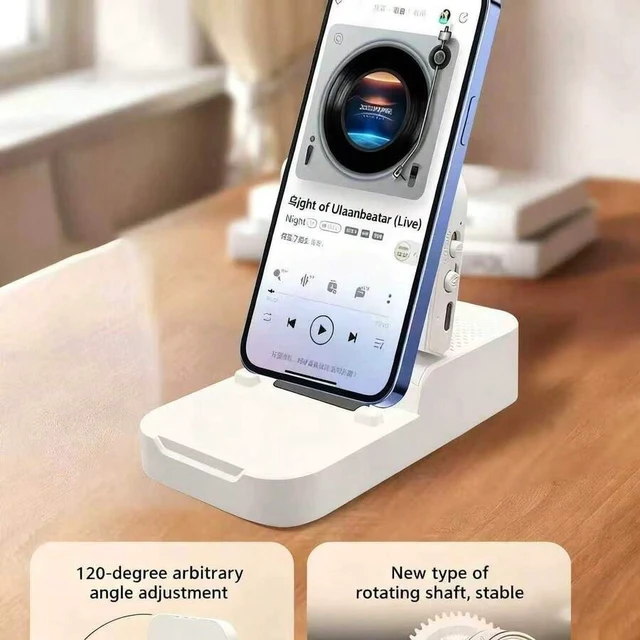 Alt view image 4 of 7 - Bks Wireless Induction Speaker Phone Stand Bluetooth Stereo RGB Light Rotatable Desktop Holder Compatible iPhone Android Tablet