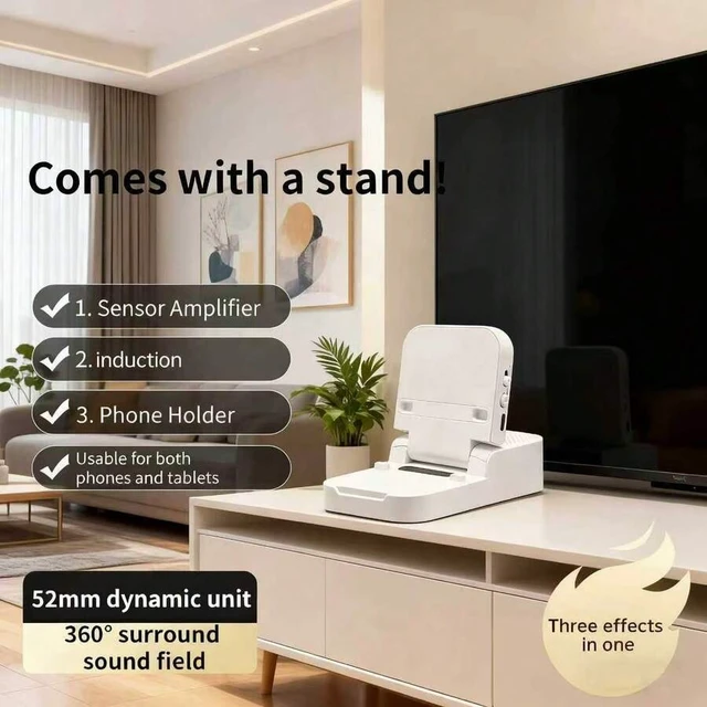 Alt view image 6 of 7 - Bks Wireless Induction Speaker Phone Stand Bluetooth Stereo RGB Light Rotatable Desktop Holder Compatible iPhone Android Tablet
