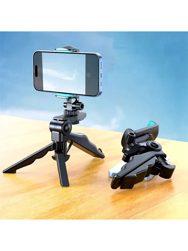 Alt view image 2 of 7 - Bks Portable Folding Phone Stand Desktop Holder Adjustable Slouchy Bedside Multi-Functional Universal Tripod with 360 Degree Rotation