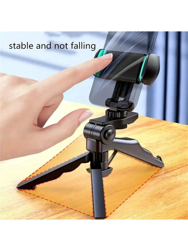 Alt view image 5 of 7 - Bks Portable Folding Phone Stand Desktop Holder Adjustable Slouchy Bedside Multi-Functional Universal Tripod with 360 Degree Rotation