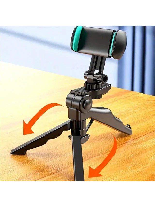 Alt view image 6 of 7 - Bks Portable Folding Phone Stand Desktop Holder Adjustable Slouchy Bedside Multi-Functional Universal Tripod with 360 Degree Rotation