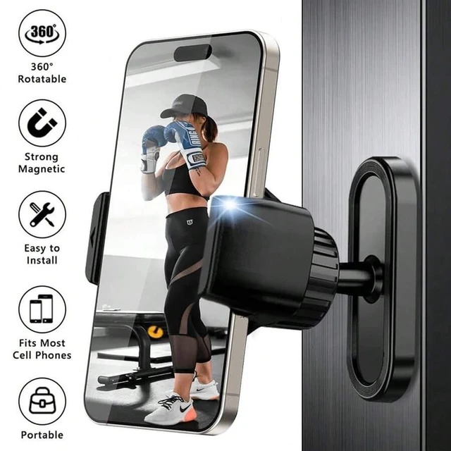 Main image of Bks 360° Rotating Magnetic Phone Mount Gym Edition Portable Holder Strong Suction Metal Surface Compatible 4.7 to 7 Inch Smartphones