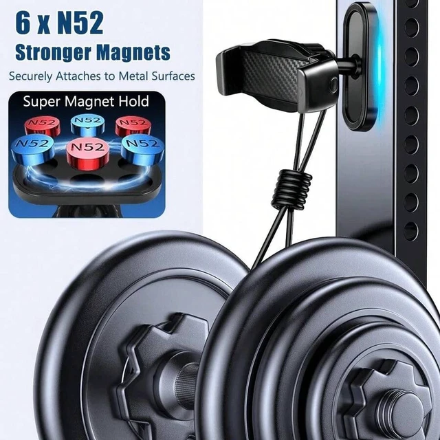 Alt view image 7 of 7 - Bks 360° Rotating Magnetic Phone Mount Gym Edition Portable Holder Strong Suction Metal Surface Compatible 4.7 to 7 Inch Smartphones