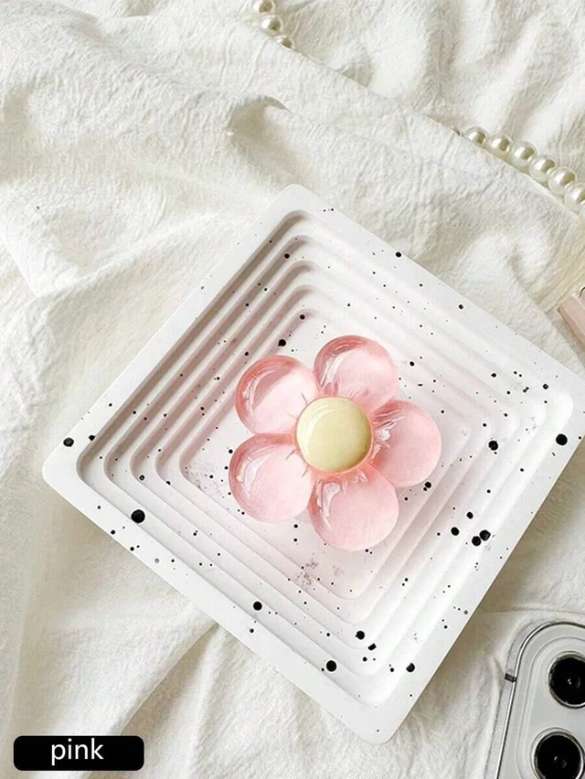 Main image of Bks Expandable Floral Phone Stand Pink Resin Desktop Holder With Adhesive Sticker Compatible iPhone Android