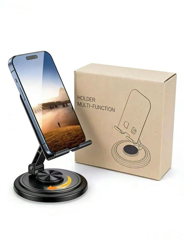Alt view image 2 of 7 - Bks Cell Phone Stand For Desk - 360 Rotation Sturdy Adjustable Desktop Holder Foldable Mobile Stand Office Accessories Compatible With iPhone Galaxy