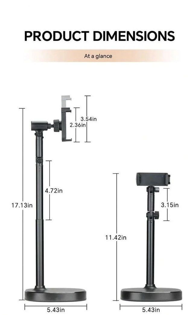 Main image of Bks Adjustable Cantilever Articulated Arm Mobile Phone Stand Universal 360 Rotating Flexible Heavy-Duty ABS Base Desktop Holder For Live Streaming Video Recording Compatible With iPhone Android