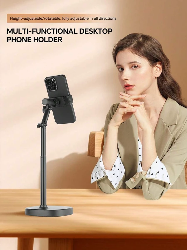 Alt view image 2 of 7 - Bks Mobile Phone Holder Universal Adjustable Stand 360 Rotating Flexible Arm Heavy-Duty ABS Base for iPhone Android Tablet Live Streaming Photography Video Recording