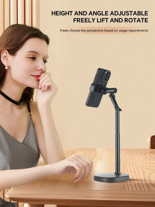 Alt view image 4 of 7 - Bks Mobile Phone Holder Universal Adjustable Stand 360 Rotating Flexible Arm Heavy-Duty ABS Base for iPhone Android Tablet Live Streaming Photography Video Recording