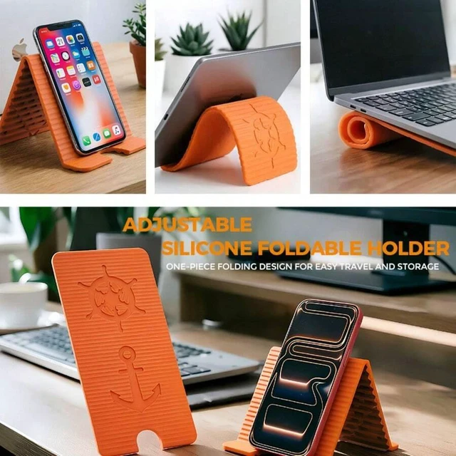 Alt view image 4 of 7 - Bks Flexible Silicone Phone Stand Desktop Holder for Mobile Tablet Creative Foldable Travel Universal Lazy Bracket