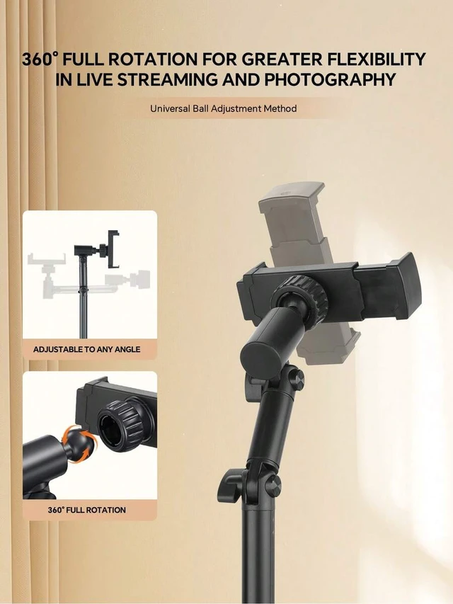 Alt view image 5 of 7 - Bks Mobile Phone Holder Universal Adjustable Stand 360 Rotating Flexible Arm Heavy-Duty ABS Base for iPhone Android Tablet Live Streaming Photography Video Recording