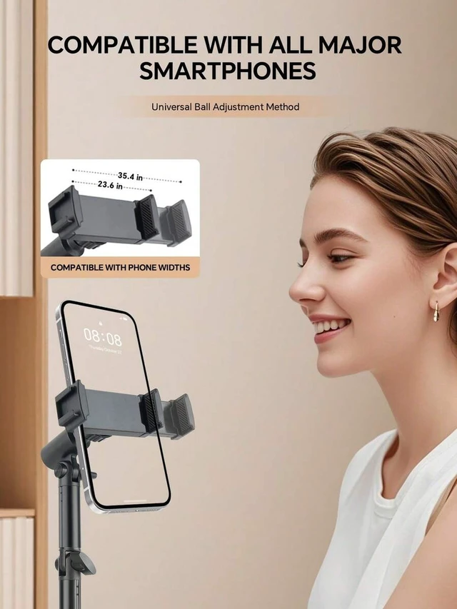 Alt view image 7 of 7 - Bks Mobile Phone Holder Universal Adjustable Stand 360 Rotating Flexible Arm Heavy-Duty ABS Base for iPhone Android Tablet Live Streaming Photography Video Recording