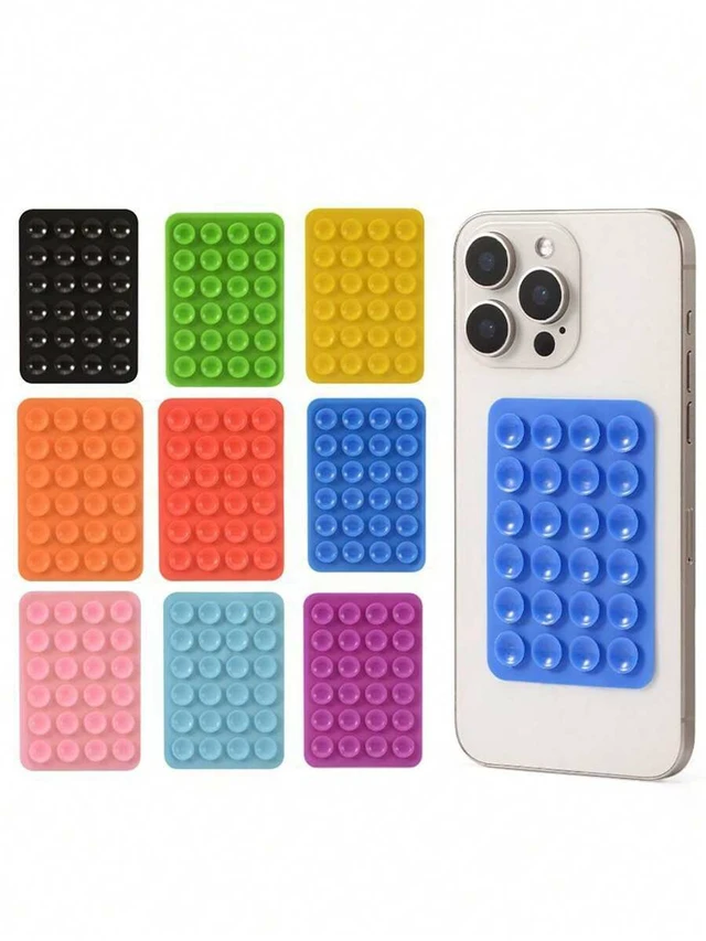 Alt view image 2 of 7 - Bks 2pcs Silicone Suction Cup Phone Stand Anti-Slip Holder Square Minimalist Design for iPhone Android Desktop Bathroom