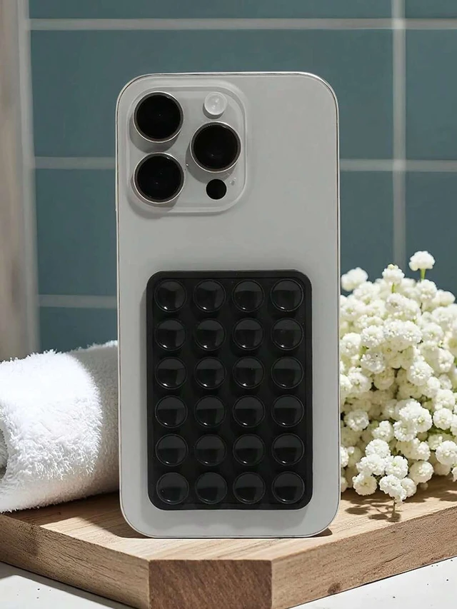 Alt view image 3 of 7 - Bks 2pcs Silicone Suction Cup Phone Stand Anti-Slip Holder Square Minimalist Design for iPhone Android Desktop Bathroom