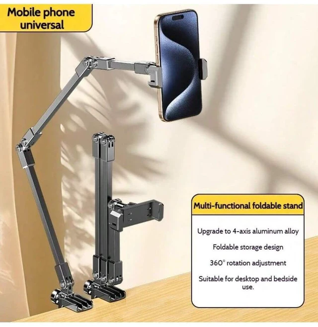 Main image of Bks Adjustable Tablet Stand 360 Rotation Foldable Bedside Holder for 5-12 Inch Devices Compatible with iPad Pro Mini iPhone Android
