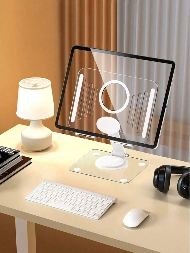 Alt view image 4 of 7 - Bks Dual Folding Device Stand Fully Adjustable Foldable Desktop Holder Cradle Dock | Versatile Tablet & Phone Stand With Thick, Stable Base | Foldable Design For Home & Office Use | Compatible With