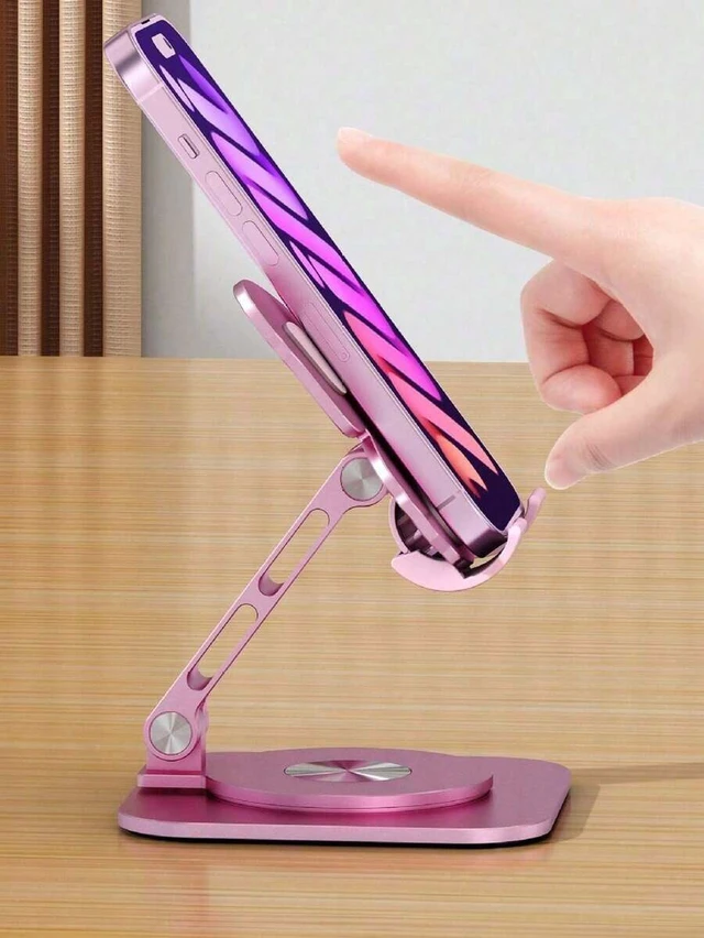Alt view image 6 of 7 - Bks Mini Desktop Phone Holder Stand, 360 Degree Rotatable Aluminum Alloy Bracket, Compact Stable Portable Desk Accessory for Home Office Use
