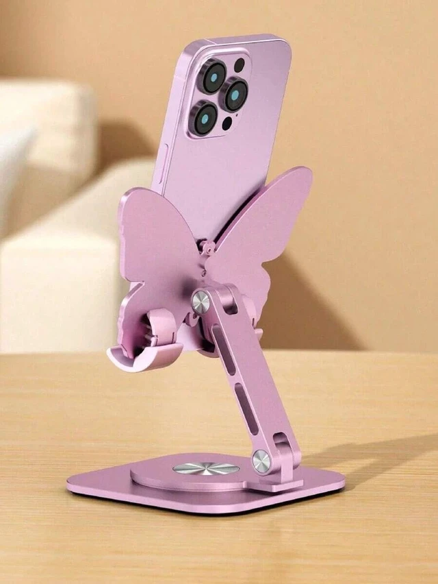 Alt view image 7 of 7 - Bks Mini Desktop Phone Holder Stand, 360 Degree Rotatable Aluminum Alloy Bracket, Compact Stable Portable Desk Accessory for Home Office Use