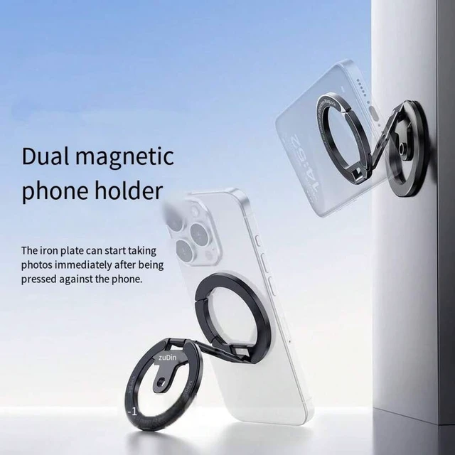 Alt view image 7 of 7 - Bks Portable Magnetic Phone Stand With Double-Sided Ring Base For Smartphones Tablets E-Readers Hands-Free Video Calls Gaming Reading