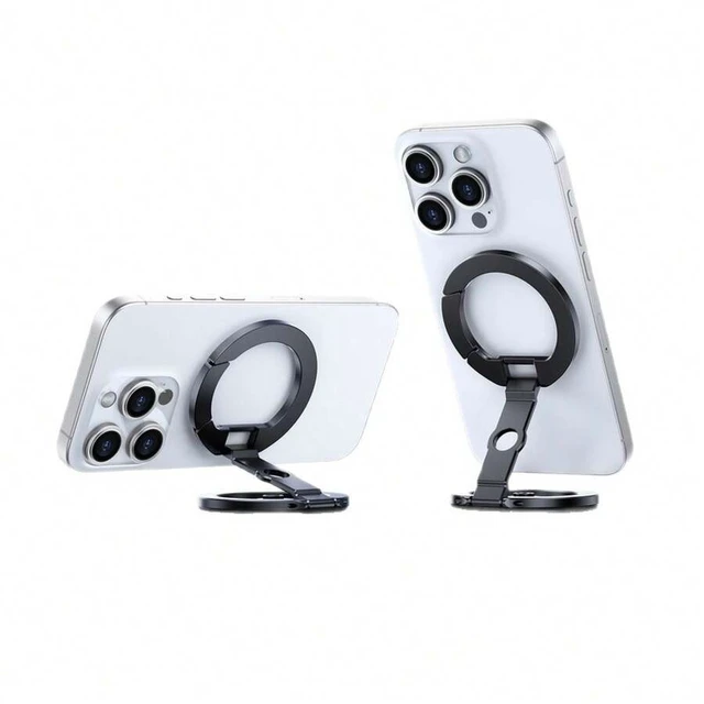 Alt view image 6 of 7 - Bks Portable Magnetic Phone Stand With Double-Sided Ring Base For Smartphones Tablets E-Readers Hands-Free Video Calls Gaming Reading