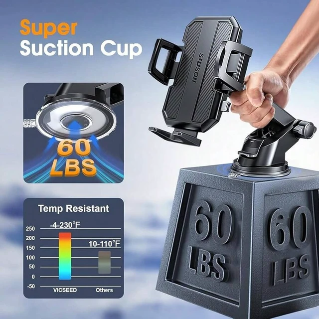 Alt view image 3 of 7 - Bks 3 in 1 Car Phone Holder Mount Strong Suction 360 Adjustable Cell Phone Stand for iPhone and More Smartphones