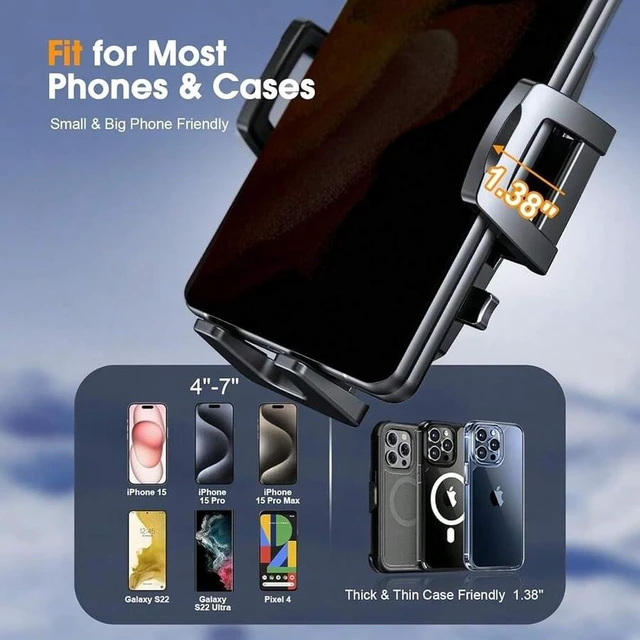 Alt view image 7 of 7 - Bks 3 in 1 Car Phone Holder Mount Strong Suction 360 Adjustable Cell Phone Stand for iPhone and More Smartphones