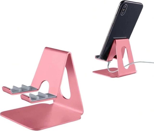 Main image of Bks Pink Adjustable Phone Stand For Desk | 360 Rotatable Metal Holder With Non Slip Base | Compatible iPhone Samsung Galaxy All Smartphones