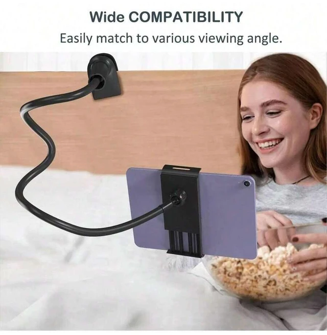 Alt view image 2 of 5 - Bks Universal Desktop Tablet Holder Stand with 360 Rotation Swivel Arm for Mobile Phones and Tablets Bedside Slouchy Shelf