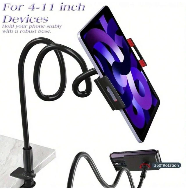 Alt view image 5 of 5 - Bks Universal Desktop Tablet Holder Stand with 360 Rotation Swivel Arm for Mobile Phones and Tablets Bedside Slouchy Shelf