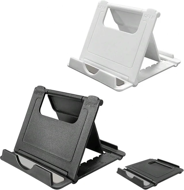 Alt view image 2 of 7 - Bks 2 Pack Foldable Phone Stand Holder Desktop Adjustable Viewing Angle ABS Material Compatible iPhone Android Tablet